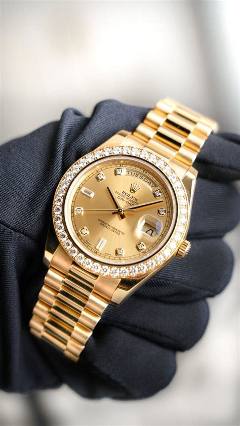 rolex oyster perpetual day date gold with diamonds price